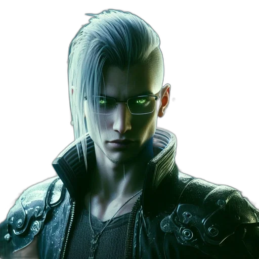 face, jacket, cyberpunk, concept art transparent PNG cut-out
