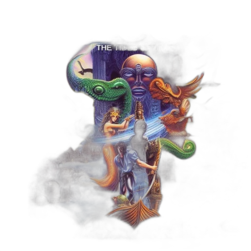 dragon, staff, creature, mask transparent PNG cut-out