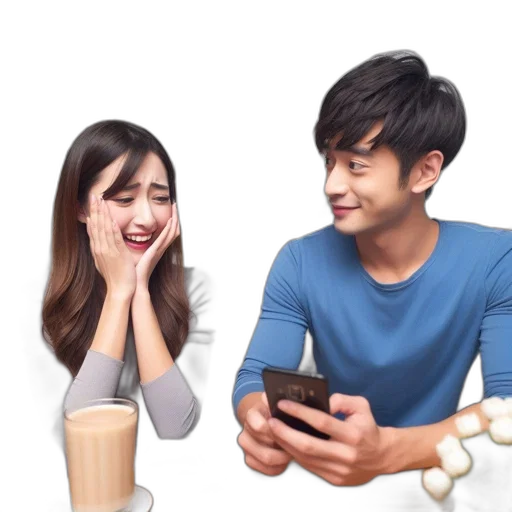 photorealistic, 3d render, man, woman transparent PNG cut-out