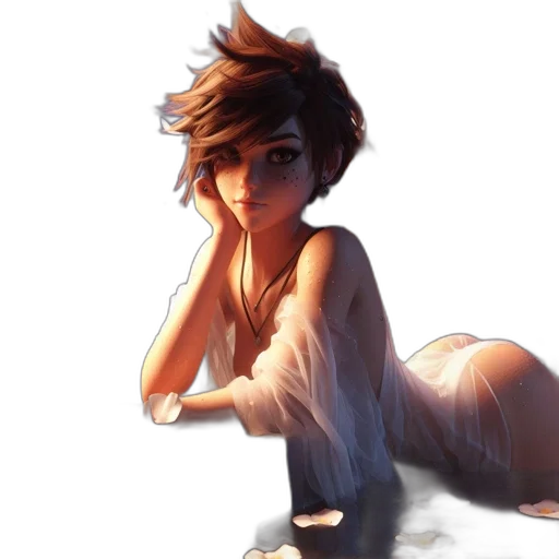 dress, face, staff, concept art transparent PNG cut-out