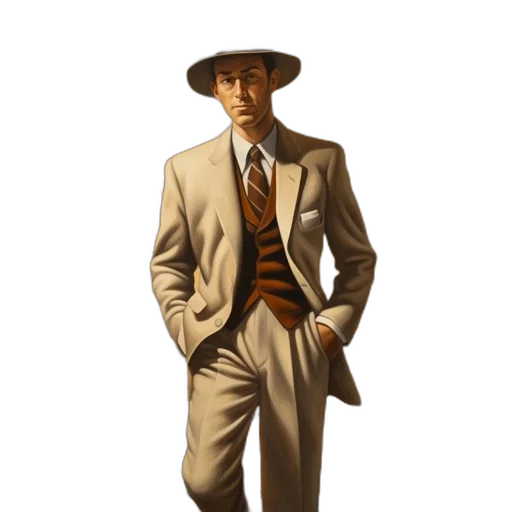 hat, jacket, staff, face transparent PNG cut-out