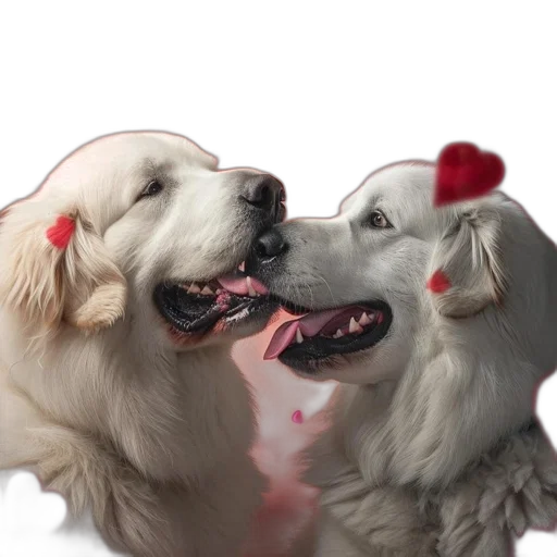 two, great, pyrenees, dogs transparent PNG cut-out