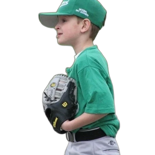 green, young, boy, baseball transparent PNG cut-out
