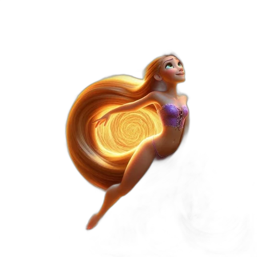 hair, dress, staff, creature transparent PNG cut-out