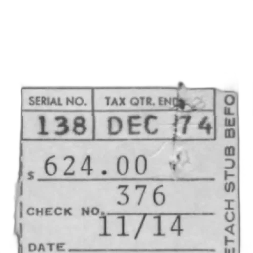tax, receipt, december, 1974 transparent PNG cut-out