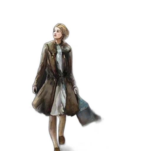 jacket, dress, hat, staff transparent PNG cut-out