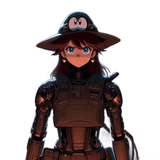 robot, hat, staff, weapon transparent PNG cut-out