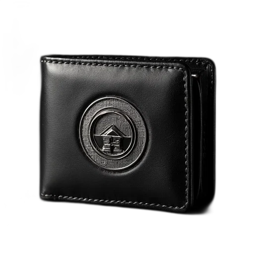 black, leather, wallet, silver transparent PNG cut-out