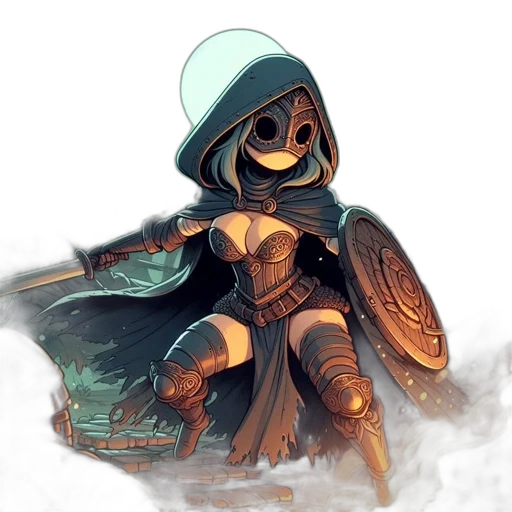robot, mask, sword, staff transparent PNG cut-out