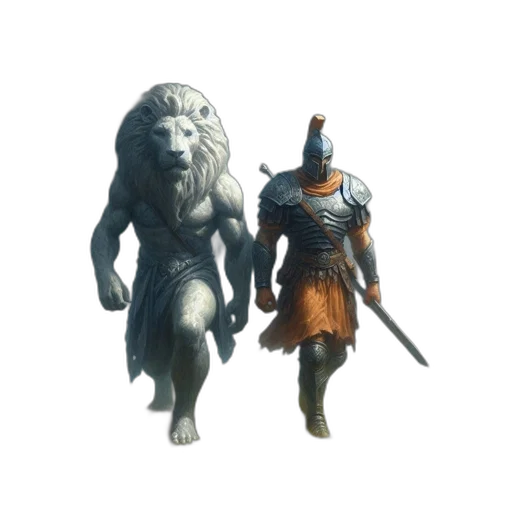 creature, animal, sword, staff transparent PNG cut-out