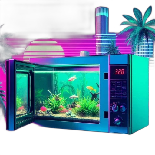 vaporwave, 3d render, concept art, cyberpunk transparent PNG cut-out