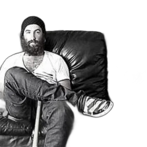 furniture, jacket, man, beard transparent PNG cut-out