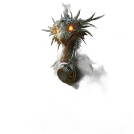 dragon, staff, creature, mask transparent PNG cut-out