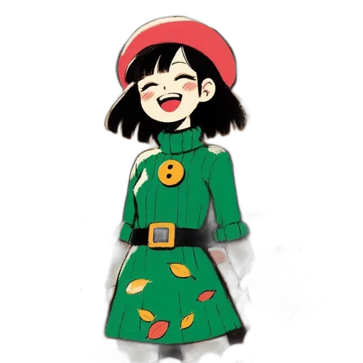 dress, hat, staff, jacket transparent PNG cut-out