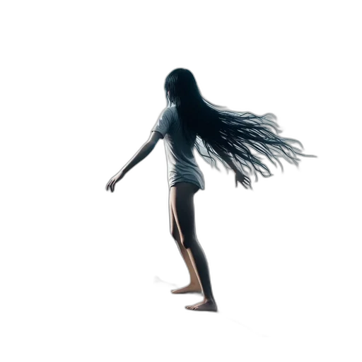 hair, dress, creature, staff transparent PNG cut-out