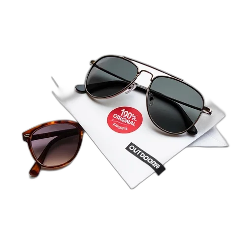 monochrome, pair, silver-framed, sunglasses transparent PNG cut-out
