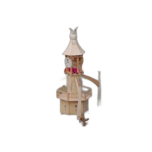 3d render, small, wooden, clock transparent PNG cut-out