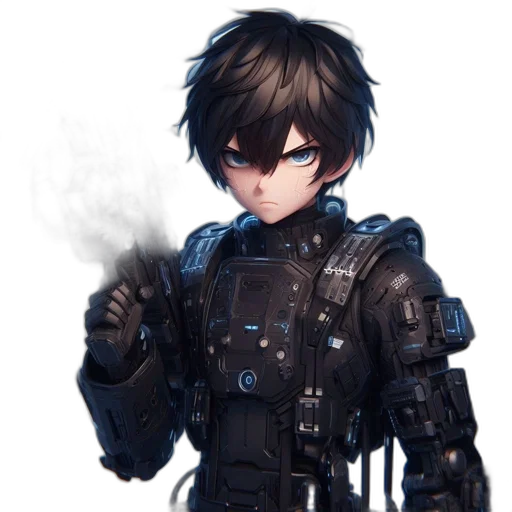 robot, weapon, staff, jacket transparent PNG cut-out