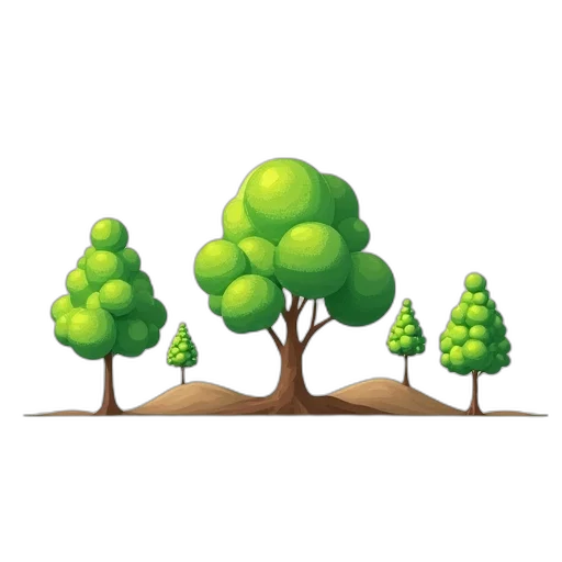 tree, 3d render, pixel art, concept art transparent PNG cut-out