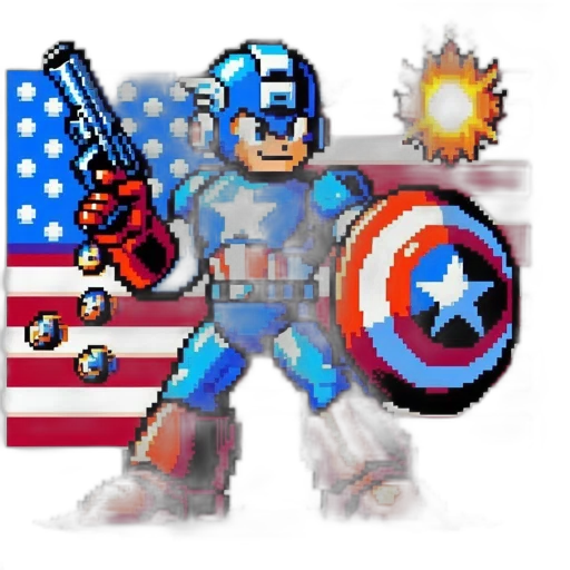 weapon, robot, pixel art, comic book art transparent PNG cut-out