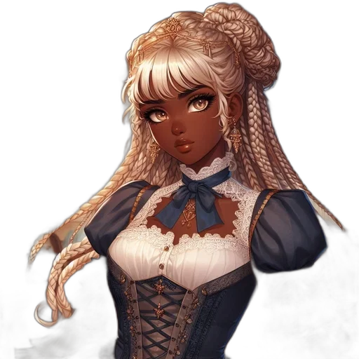 staff, dress, hair, face transparent PNG cut-out