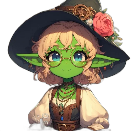 staff, hat, face, flower transparent PNG cut-out
