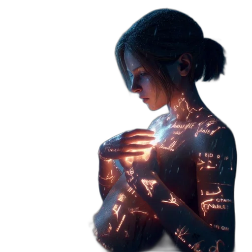 cyberpunk, concept art, 3d render, neon lights transparent PNG cut-out