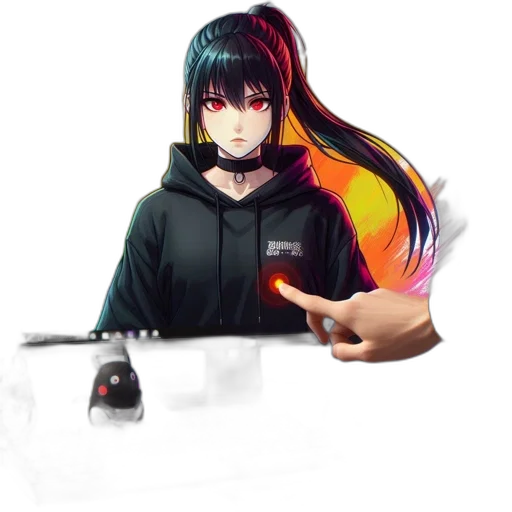 staff, weapon, hair, jacket transparent PNG cut-out