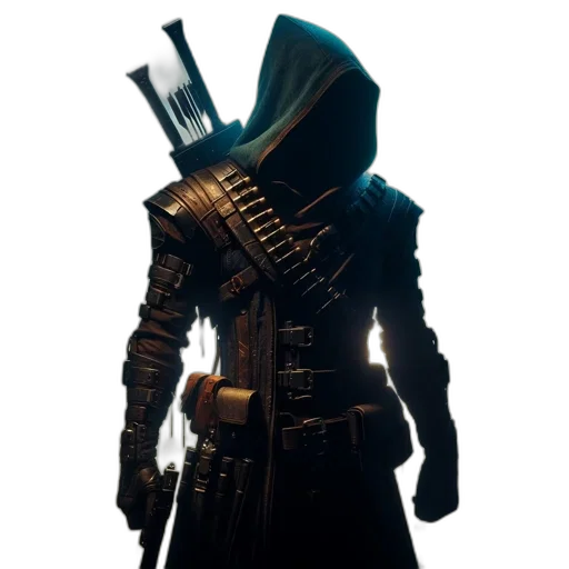 weapon, sword, jacket, staff transparent PNG cut-out