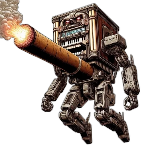robot, weapon, concept art, pixel art transparent PNG cut-out