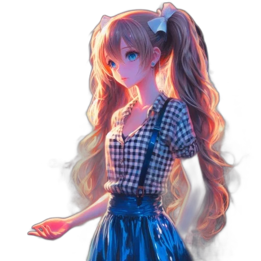 dress, robot, hair, staff transparent PNG cut-out