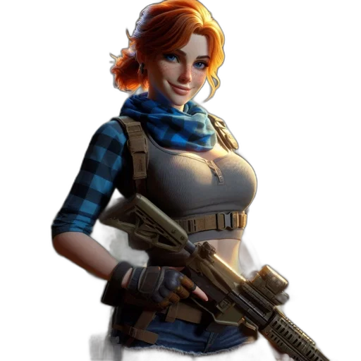 weapon, jacket, staff, face transparent PNG cut-out