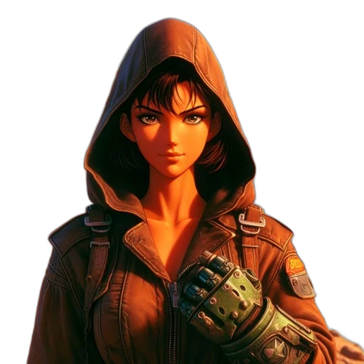 jacket, weapon, face, concept art transparent PNG cut-out