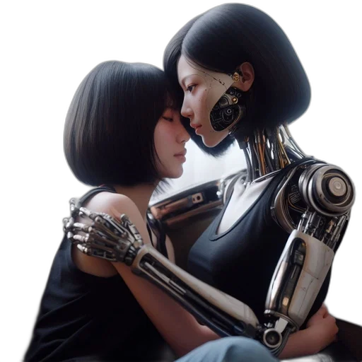 robot, cyberpunk, concept art, intimate transparent PNG cut-out