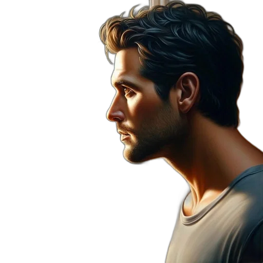 face, photorealistic, oil painting, concept art transparent PNG cut-out
