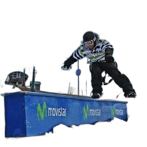 snowboarder, rides, blue, rail transparent PNG cut-out