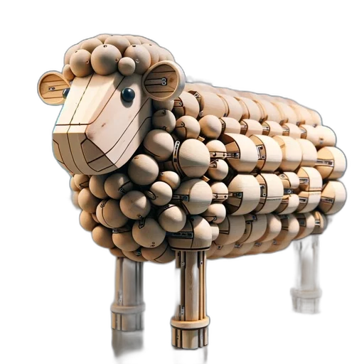 furniture, animal, 3d render, wooden transparent PNG cut-out