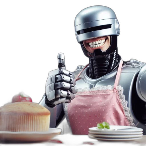 robot, food, 3d render, concept art transparent PNG cut-out