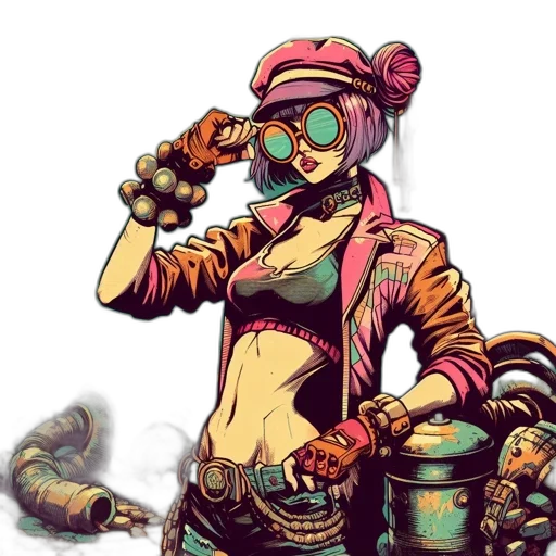 robot, weapon, jacket, cyberpunk transparent PNG cut-out