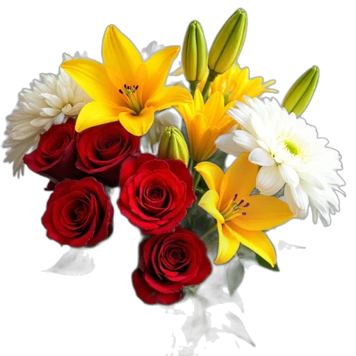flower, photorealistic, 3d render, arrangement transparent PNG cut-out