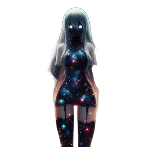 dress, robot, creature, staff transparent PNG cut-out