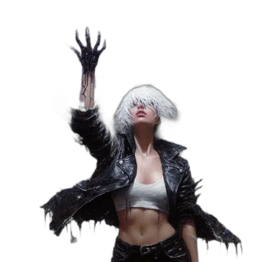 jacket, creature, hair, cyberpunk transparent PNG cut-out