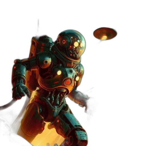 robot, weapon, concept art, 3d render transparent PNG cut-out