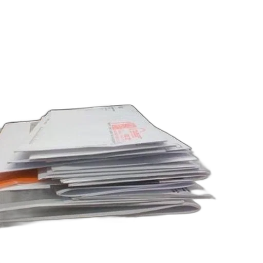 stack, papers, sits, desk transparent PNG cut-out
