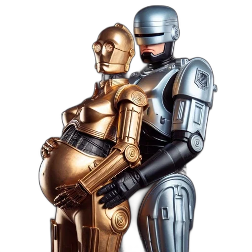 robot, concept art, 3d render, cyberpunk transparent PNG cut-out