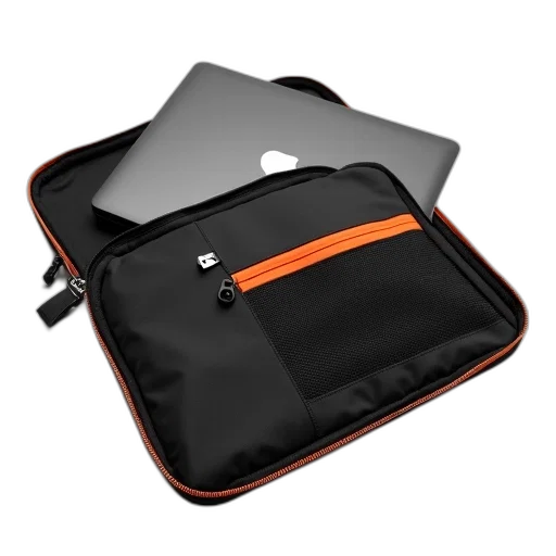 black, orange, laptop, sleeve transparent PNG cut-out