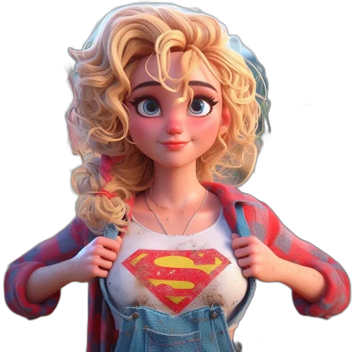 dress, face, 3d render, cartoon transparent PNG cut-out