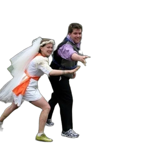 bride, groom, play, frisbee transparent PNG cut-out