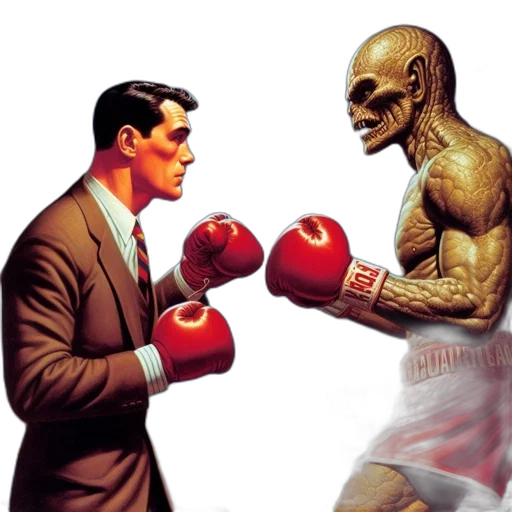 comic book art, concept art, intense, boxing transparent PNG cut-out