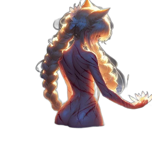 dress, hair, crown, staff transparent PNG cut-out